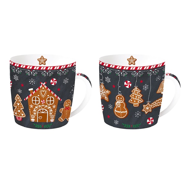 BUY BAKING AND CAKE DECORATIONS ONLINE. GINGERBREAD NAVY MUG SET X 2 X