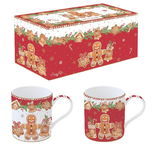 BUY BAKING AND CAKE DECORATIONS ONLINE. GINGERBREAD RED MUG SET X 2 X